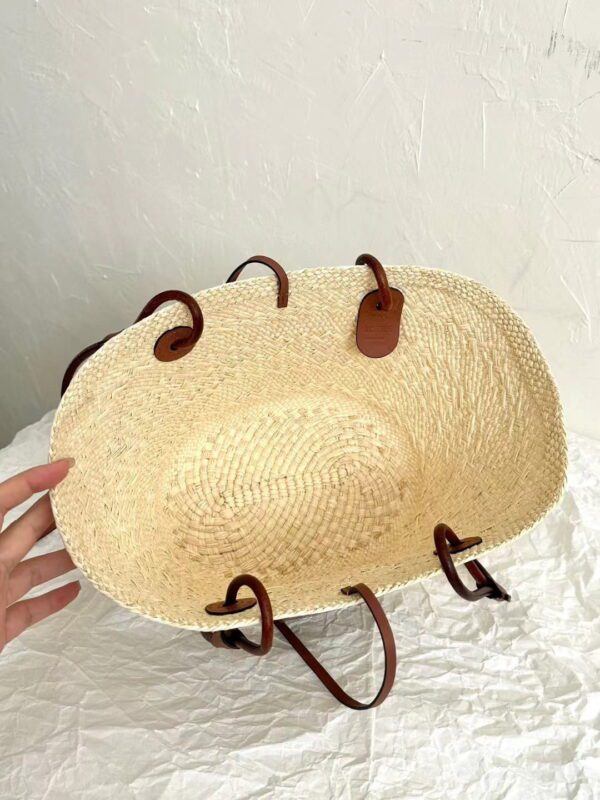 LOEWE Anagram Basket Bag in iraca palm and calfskin