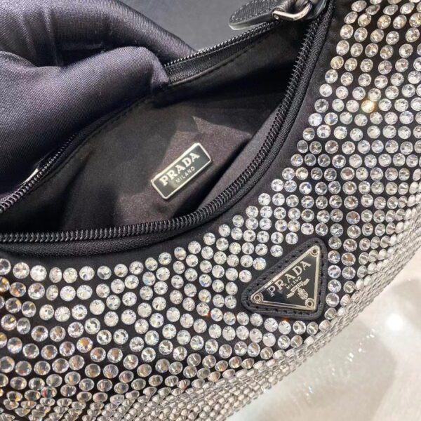 PRADA Re-Edition 2000 Hobo Bag with Synthetic Crystals
