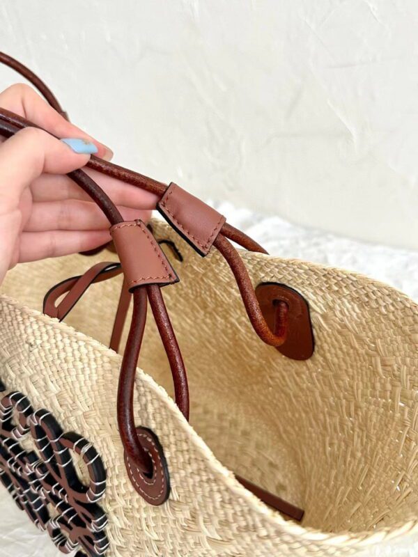 LOEWE Anagram Basket Bag in iraca palm and calfskin