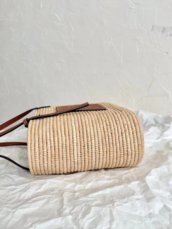 LOEWE Small Square Basket Bag in raffia and calfskin