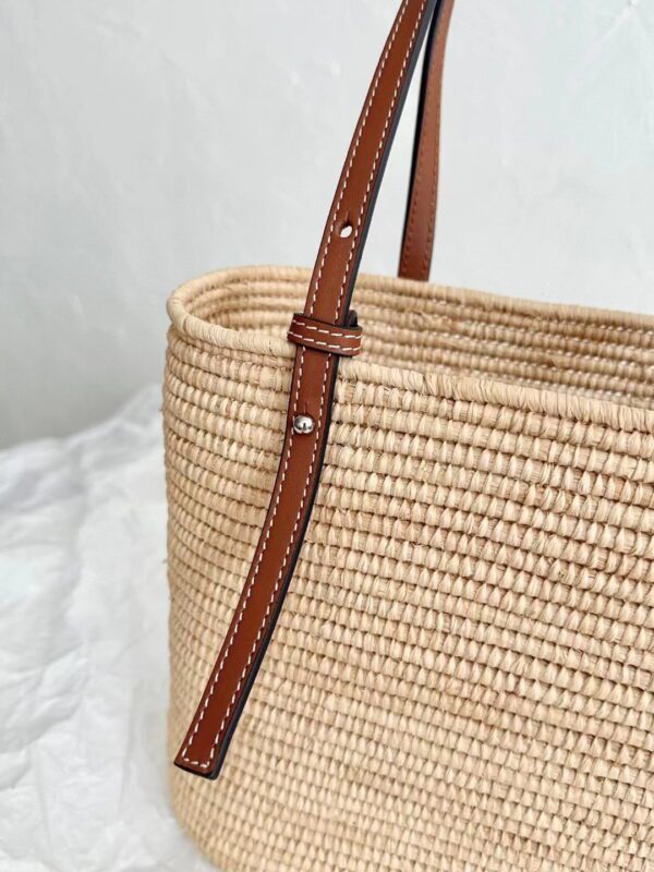 LOEWE Small Square Basket Bag in raffia and calfskin