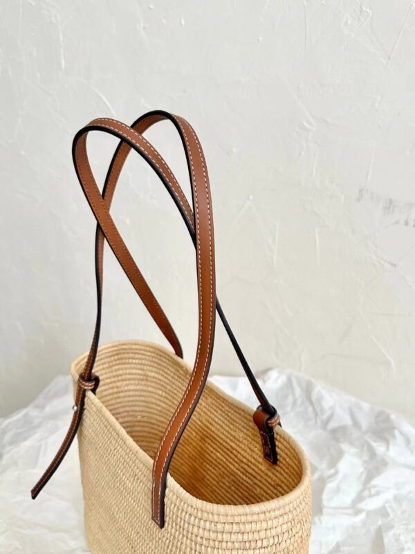 LOEWE Small Square Basket Bag in raffia and calfskin