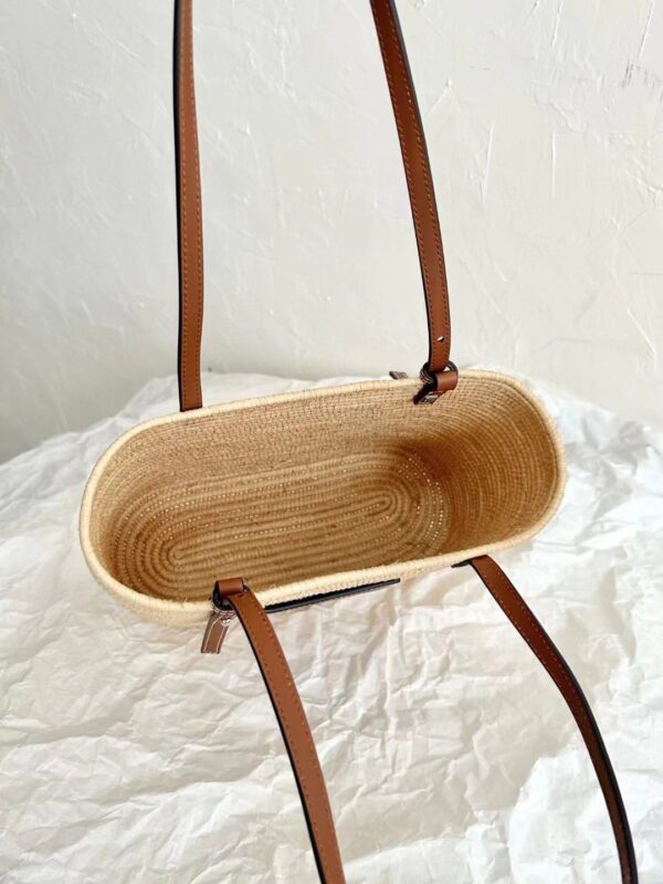 LOEWE Small Square Basket Bag in raffia and calfskin