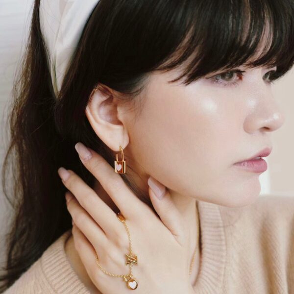 LV Pink Heart Earrings