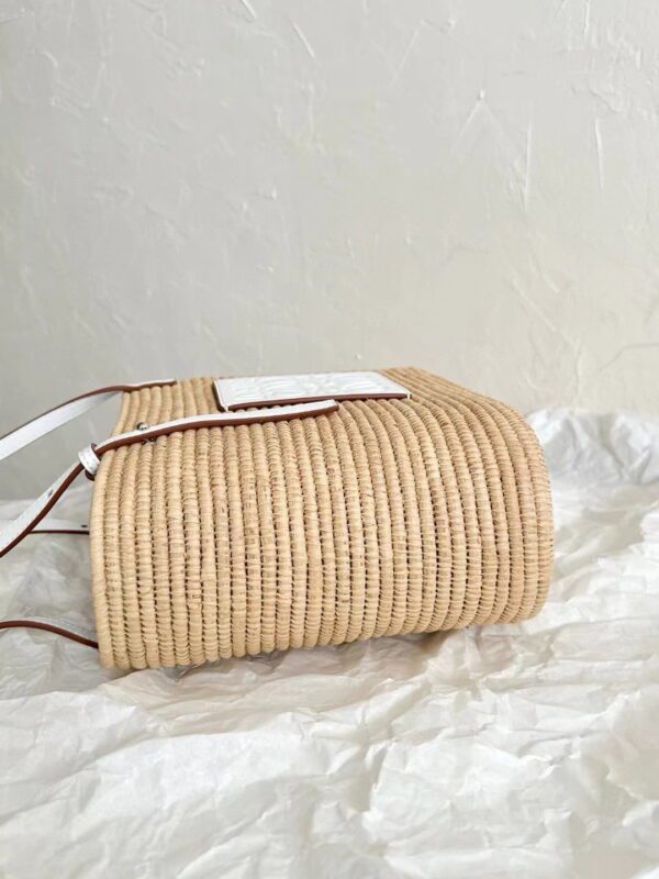 LOEWE Small Square Basket Bag in raffia and calfskin