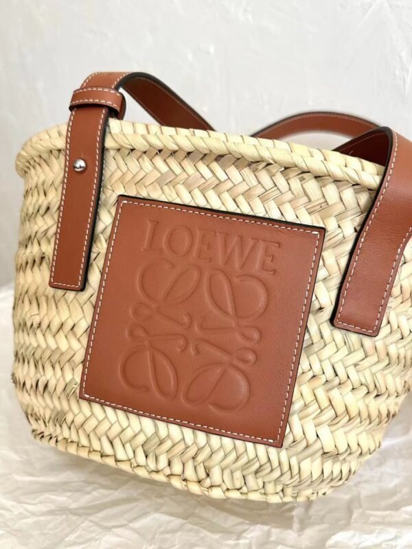 LOEWE Small Basket Bag in raffia and calfskin