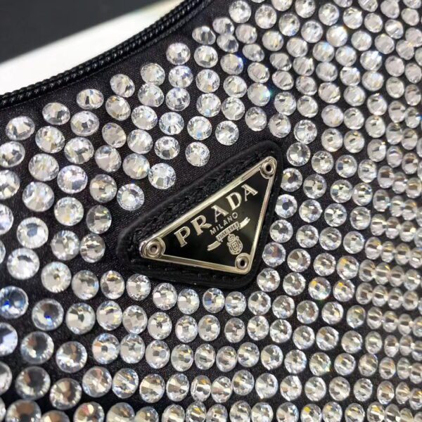 PRADA Re-Edition 2000 Hobo Bag with Synthetic Crystals