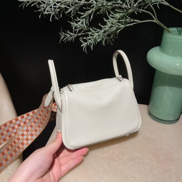 HERMES Mini Lindy Color:0T Clemence leather