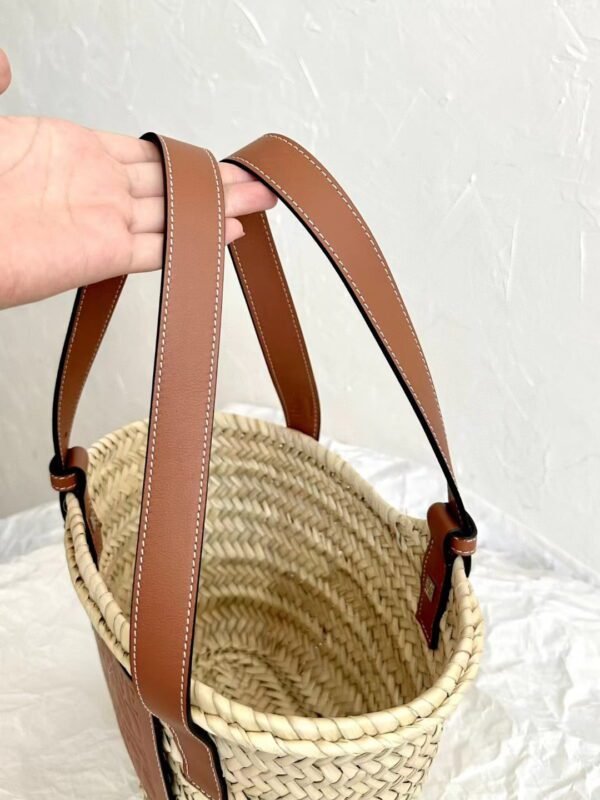 LOEWE Small Basket Bag in raffia and calfskin
