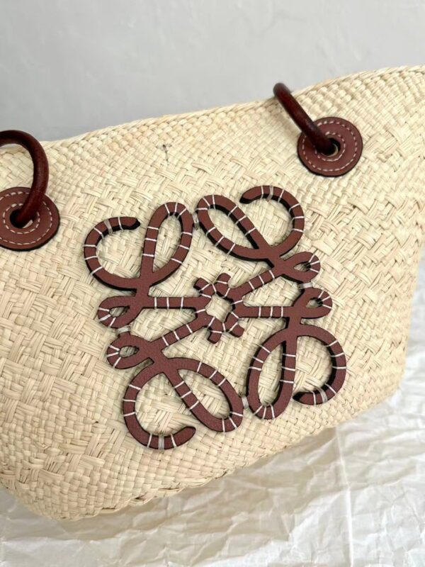 LOEWE Anagram Basket Bag in iraca palm and calfskin