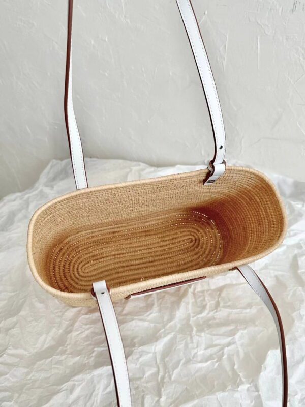 LOEWE Small Square Basket Bag in raffia and calfskin