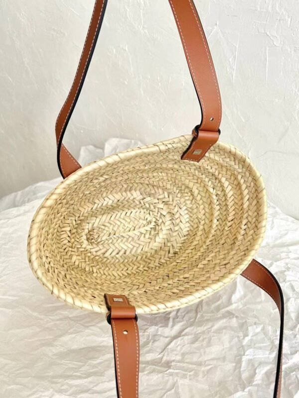 LOEWE Small Basket Bag in raffia and calfskin