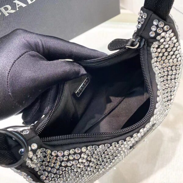 PRADA Re-Edition 2000 Hobo Bag with Synthetic Crystals