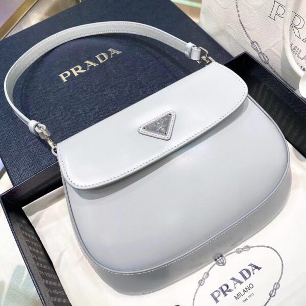 PRADA Cleo Brushed Leather Shoulder Bag with Flap