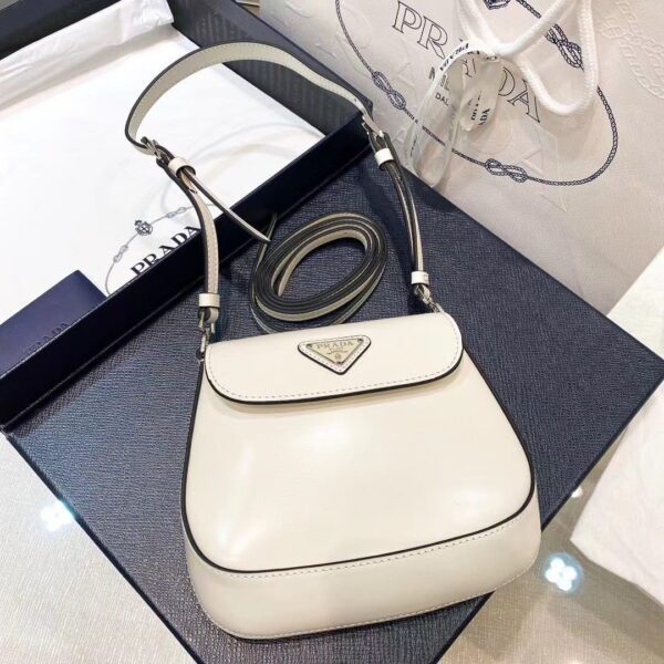 PRADA Cleo Brushed Leather Mini Shoulder Bag with Flap