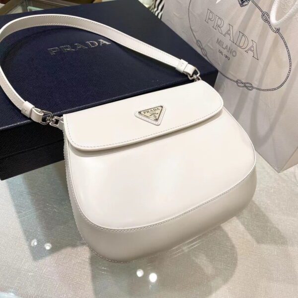 PRADA Cleo Brushed Leather Shoulder Bag with Flap