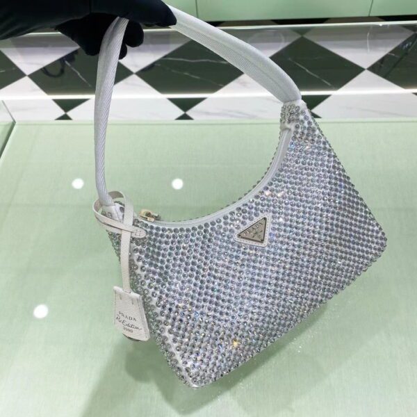 PRADA Re-Edition 2000 Hobo Bag with Synthetic Crystals