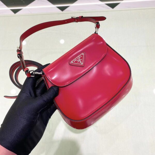 PRADA Cleo Brushed Leather Mini Shoulder Bag with Flap