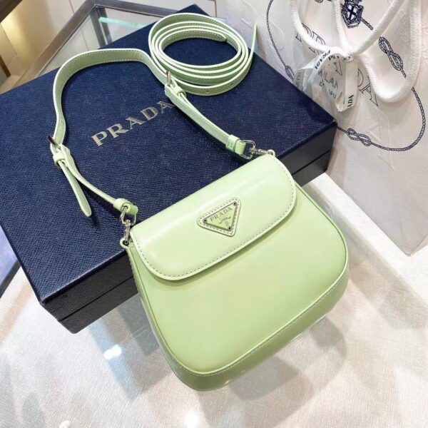 PRADA Cleo Brushed Leather Mini Shoulder Bag with Flap