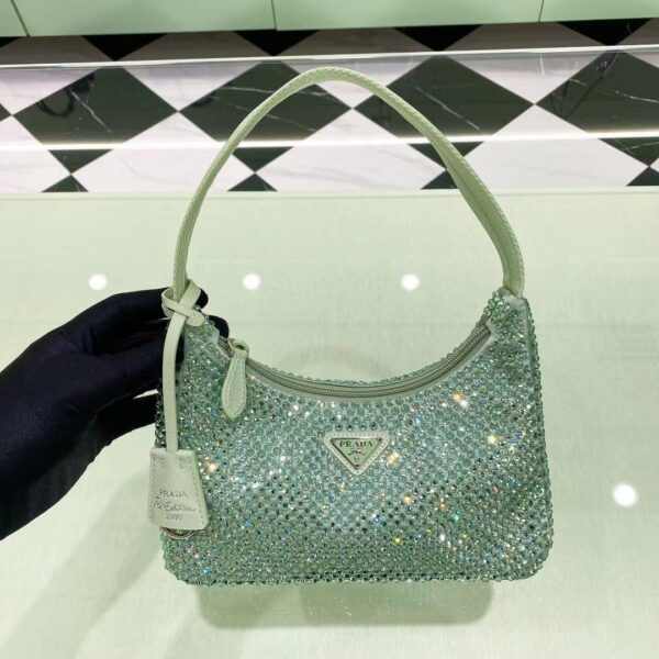 PRADA Re-Edition 2000 Hobo Bag with Synthetic Crystals
