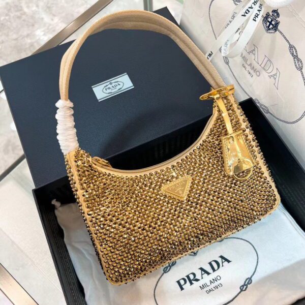 PRADA Re-Edition 2000 Hobo Bag with Synthetic Crystals