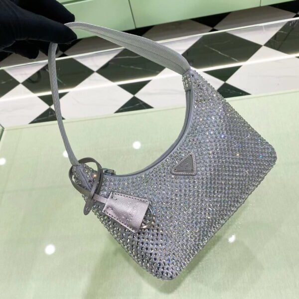 PRADA Re-Edition 2000 Hobo Bag with Synthetic Crystals