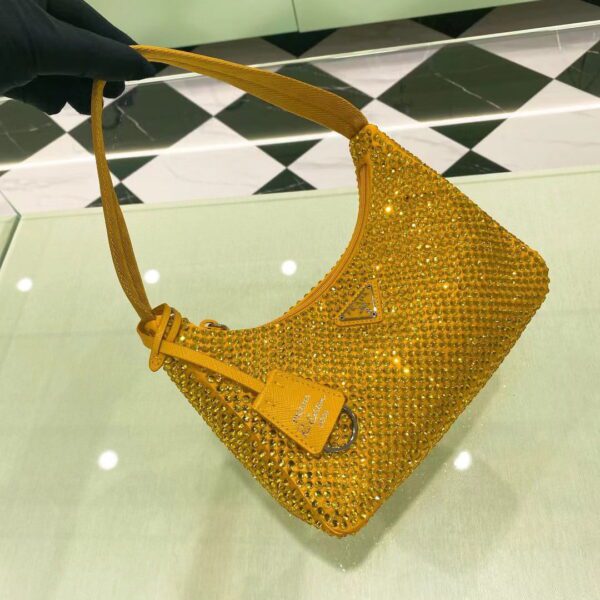 PRADA Re-Edition 2000 Hobo Bag with Synthetic Crystals