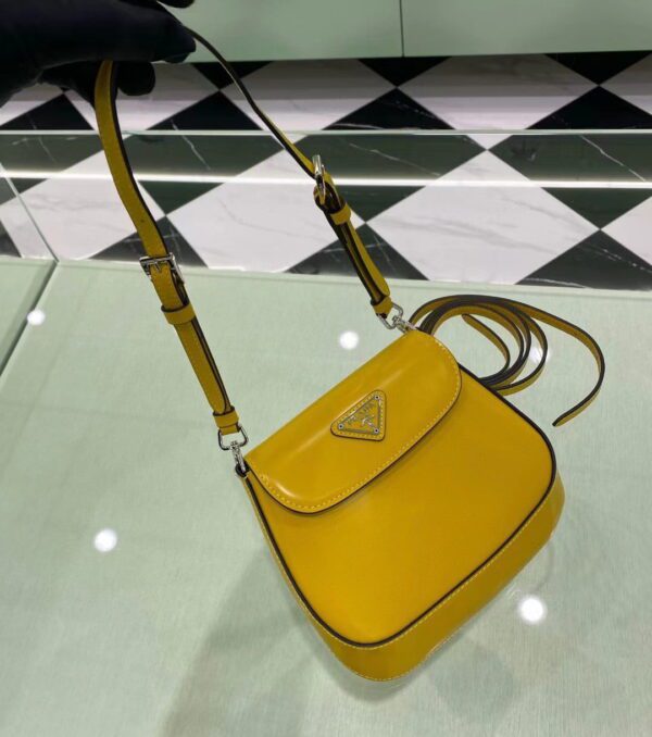 PRADA Cleo Brushed Leather Mini Shoulder Bag with Flap
