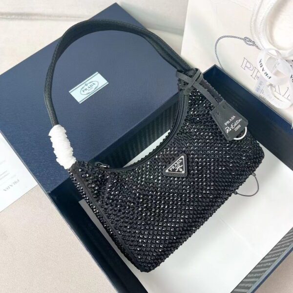 PRADA Re-Edition 2000 Hobo Bag with Synthetic Crystals