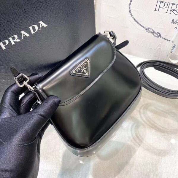PRADA Cleo Brushed Leather Mini Shoulder Bag with Flap