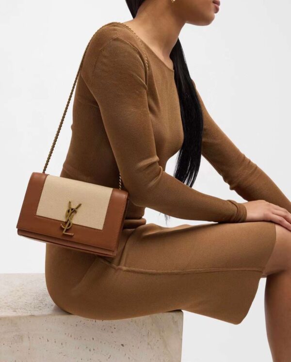YSL KATE small canvas and plant-tanned leather handbag