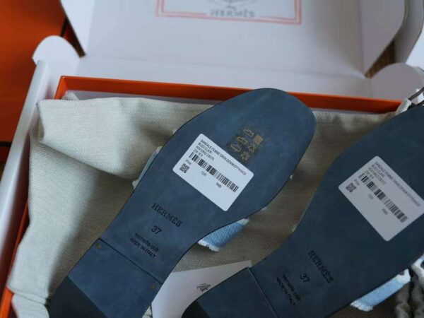 HERMES ORAN Denim slippers