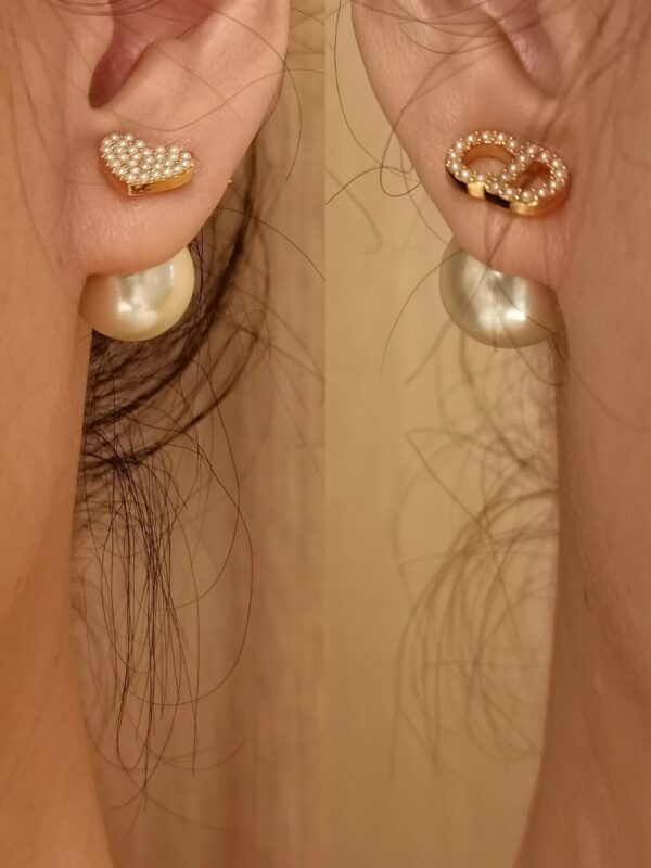DIOR Asymmetric heart pearl earrings