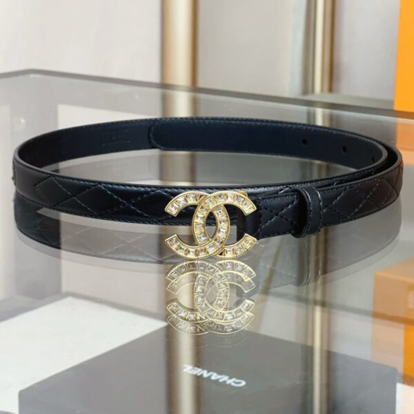 CHANEL logo Rhinestone belt 20mm