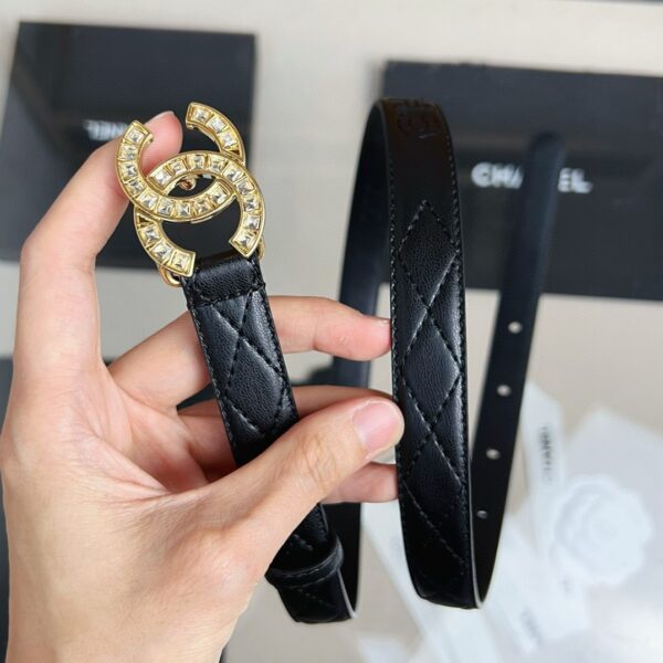 CHANEL logo Rhinestone belt 20mm