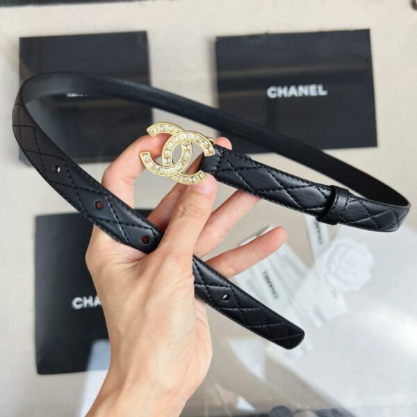 CHANEL logo Rhinestone belt 20mm