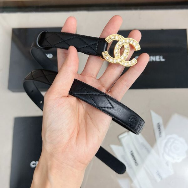 CHANEL logo Rhinestone belt 20mm