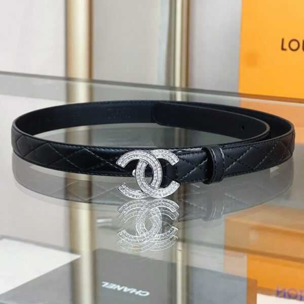 CHANEL logo Rhinestone belt 20mm