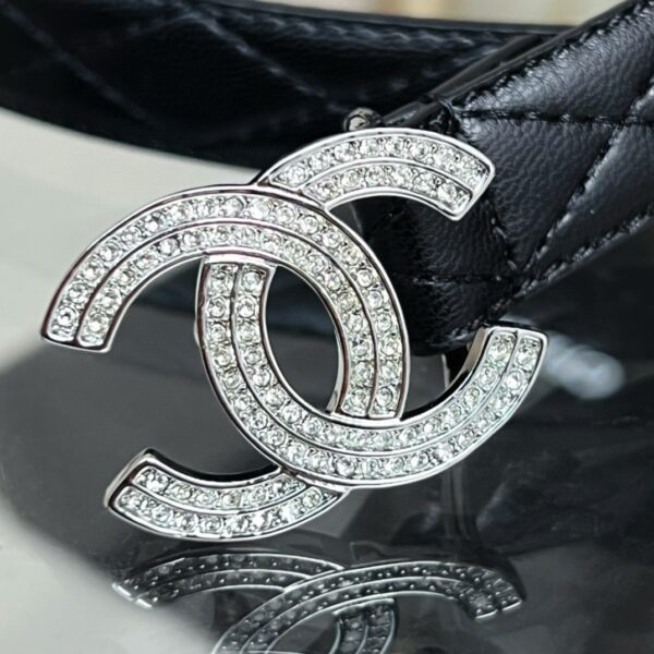 CHANEL logo Rhinestone belt 20mm