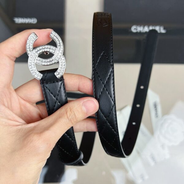 CHANEL logo Rhinestone belt 20mm