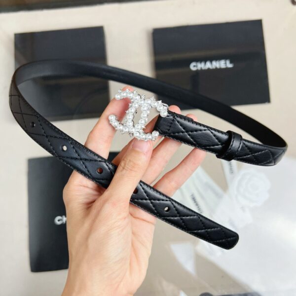 CHANEL pearl rhinestone  logo belt 20mm