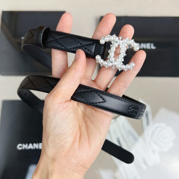 CHANEL pearl rhinestone  logo belt 20mm