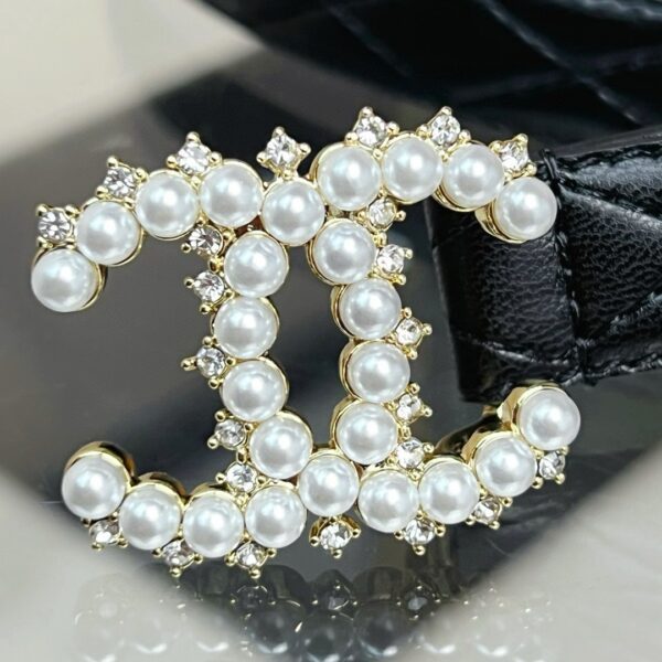CHANEL pearl rhinestone  logo belt 20mm