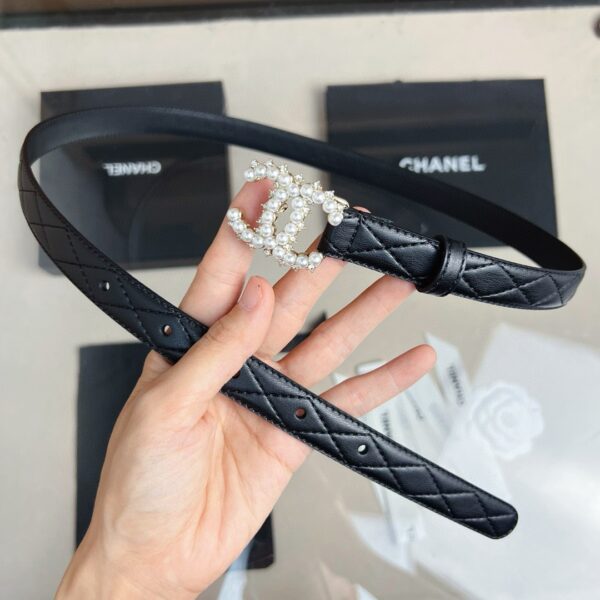 CHANEL pearl rhinestone  logo belt 20mm