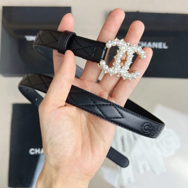 CHANEL pearl rhinestone  logo belt 20mm
