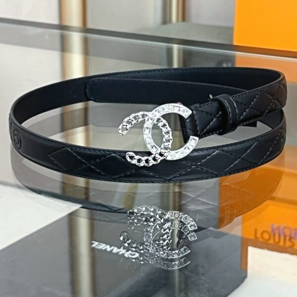CHANEL rhinestone  logo belt 20mm