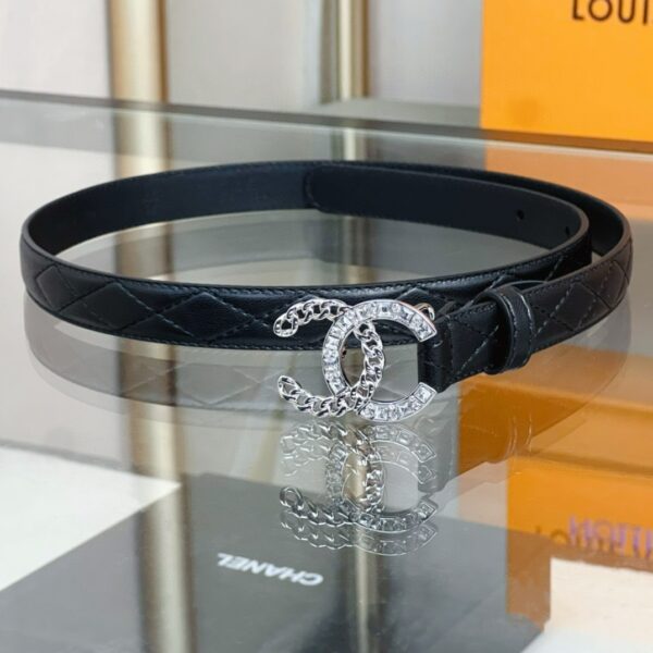 CHANEL rhinestone  logo belt 20mm