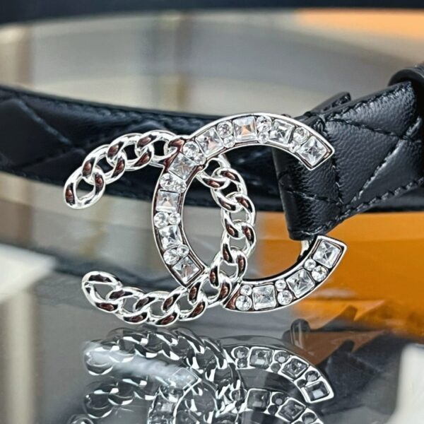 CHANEL rhinestone  logo belt 20mm