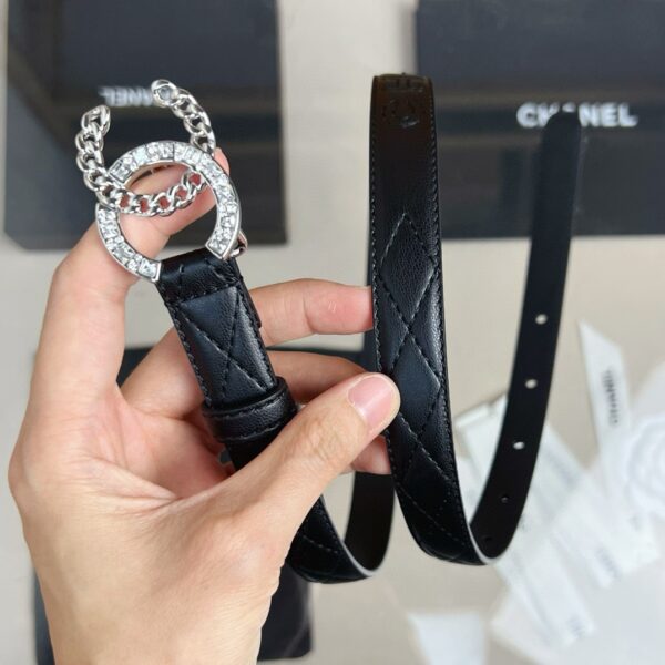 CHANEL rhinestone  logo belt 20mm