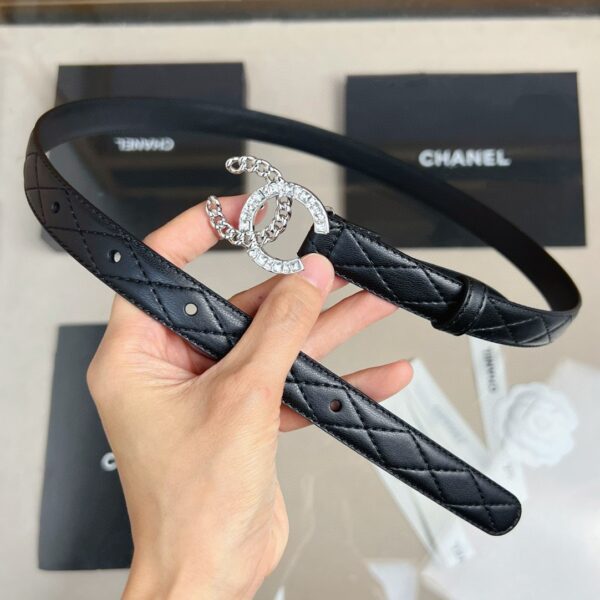 CHANEL rhinestone  logo belt 20mm